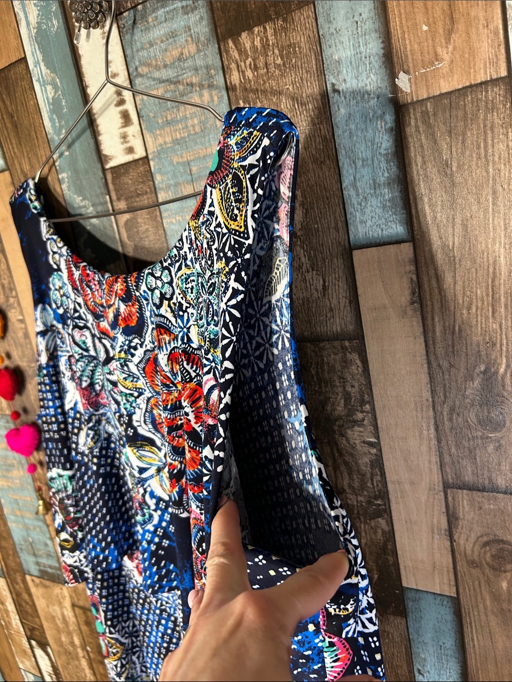 Rafaella Navy Floral & Multicolor Print Midi Dress - Picture 14 of 16